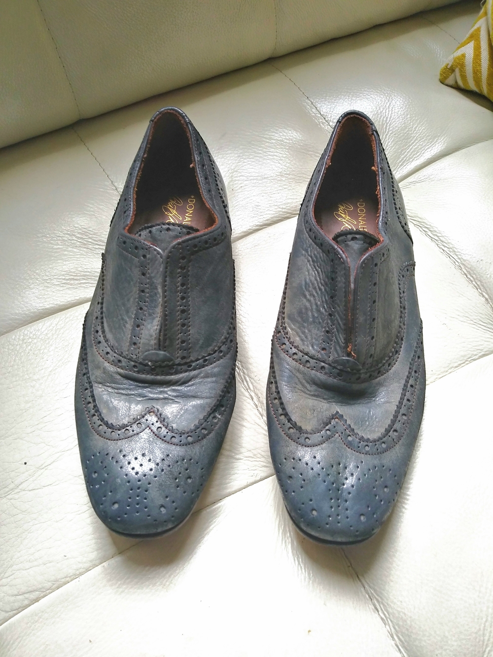 Donald J. Pliner Women's Steel Gray With A Hint Of Blue Wingtip Slip-On Oxfords